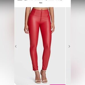 Red Faux Leather Leggings